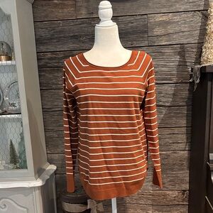 Staccato Rust and White Striped Long Sleeve Top